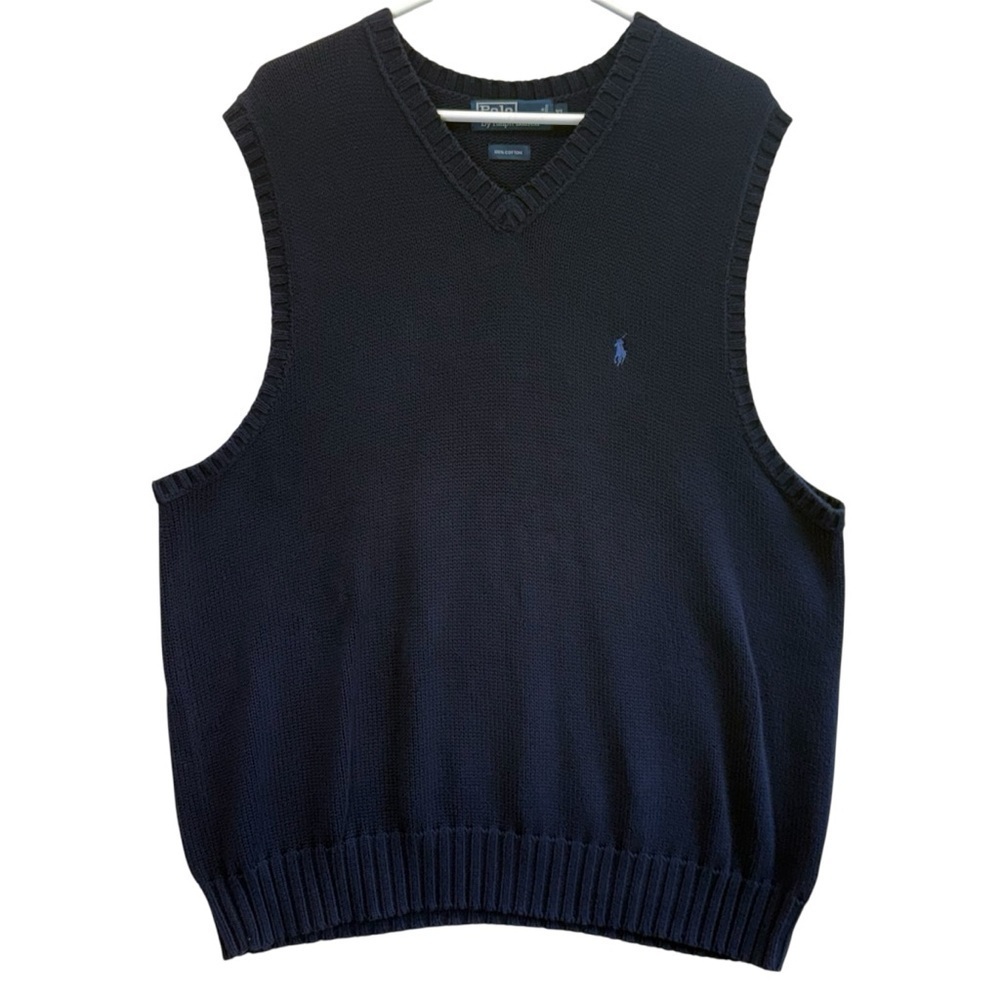 Ralph Lauren Men's Navy V-Neck Sweater Vest. Size XL
